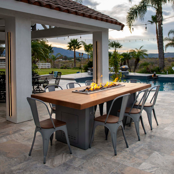The Outdoor Plus Alameda Fire Table – Powder Coat Metal & Wooden Top