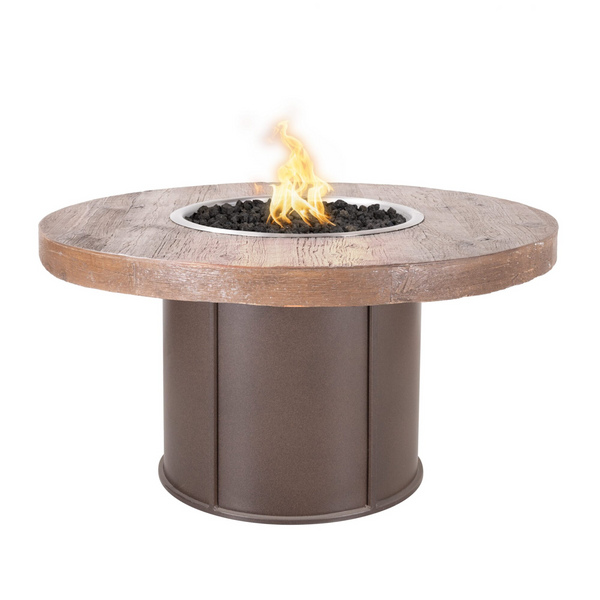The Outdoor Plus Fresno Fire Table - Wood Grain Top & Powder Coat Base