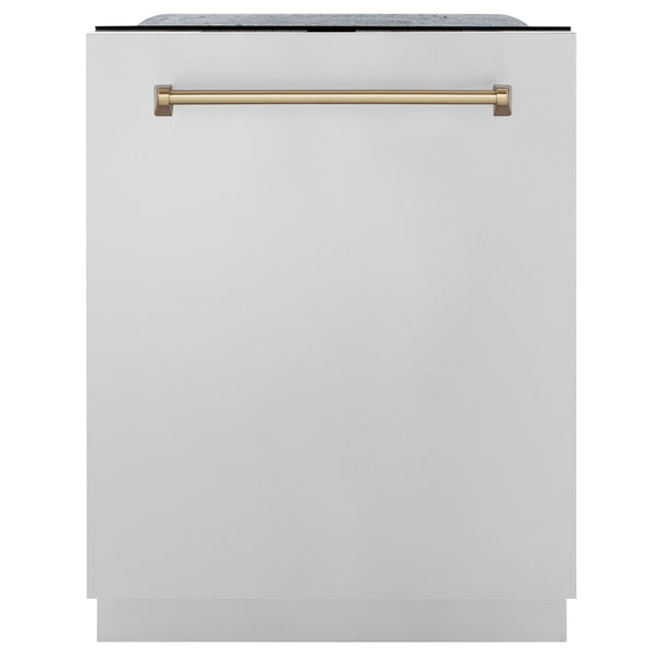 ZLINE 36" Appliance Package - Autograph Edition - Stainless Steel Dual Fuel Range, Range Hood, Dishwasher and Refrigerator with Water & Ice Dispenser(4AKPR-RARHDWM36-CB)