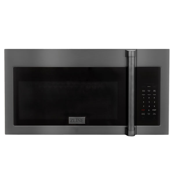 ZLINE 30" 1.5 cu. ft. Over the Range Microwave in Black Stainless Steel with Traditional Handle and Set of 2 Charcoal Filters (MWO-OTRCFH-30-BS)