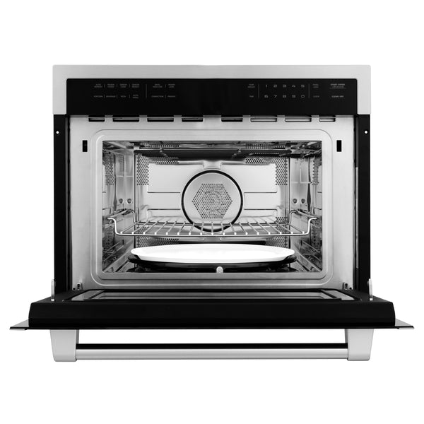 ZLINE 2 Piece Kitchen Appliance Package - 24" Stainless Steel Built-in Convection Microwave Oven and 30" Single Wall Oven with Self Clean (2KP-MW24-AWS30)