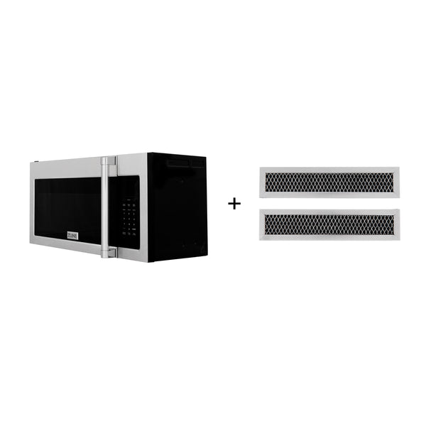 ZLINE 30" 1.5 cu. ft. Over the Range Microwave in Fingerprint Resistant Stainless Steel with Traditional Handle and Set of 2 Charcoal Filters (MWO-OTRCFH-30-SS)