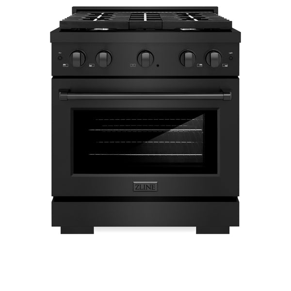ZLINE 30 in. 4.2 cu. ft. 4 Burner Gas Range with Convection Gas Oven in Black Stainless Steel (SGRB-30)