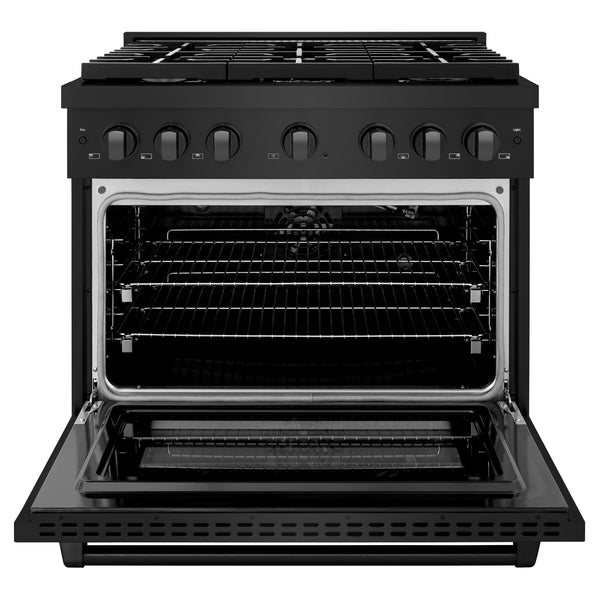 ZLINE 36 in. 5.2 cu. ft. 6 Burner Gas Range with Convection Gas Oven in Black Stainless Steel (SGRB-36)