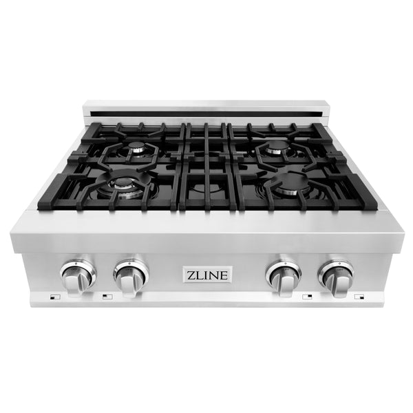 30" ZLINE Appliances Package with Refrigeration, 30" Stainless Steel Rangetop, 30" Range Hood and 30" Single Wall Oven (4KPR-RTRH30-AWS)