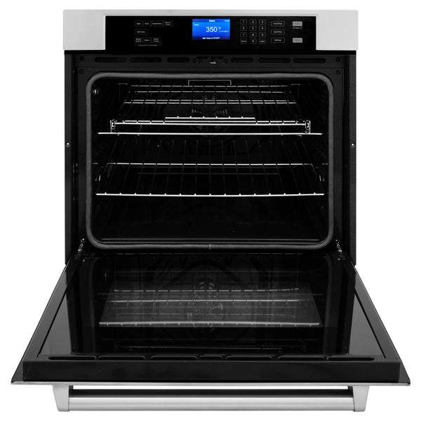 ZLINE 2 Piece Kitchen Appliance Package - 30" Stainless Steel Built-in Convection Microwave Oven and 30" Single Wall Oven with Self Clean (2KP-MW30-AWS30)