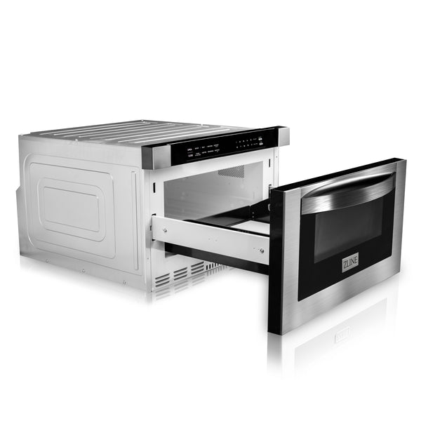 ZLINE Kitchen Appliance Package - 48" Stainless Steel Dual Fuel Range, Range Hood, Microwave Drawer and Dishwasher (4KP-RARH48-MWDW)