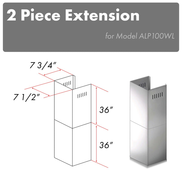 ZLINE 2-36" Chimney Extensions for 10 ft. to 12 ft. Ceilings (2PCEXT-ALP100WL)
