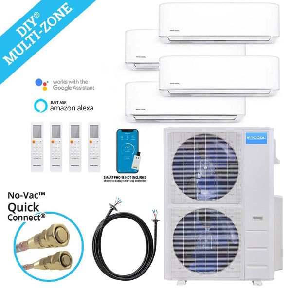 Products MrCool 48k BTU DIY Ductless Mini Split Heating Cooling Complete System - Covers Up To 2250 SQ. FT (4 Zone - Four Rooms) - 4th Gen - WALL MOUNTED - 9k+9k+12k+24k