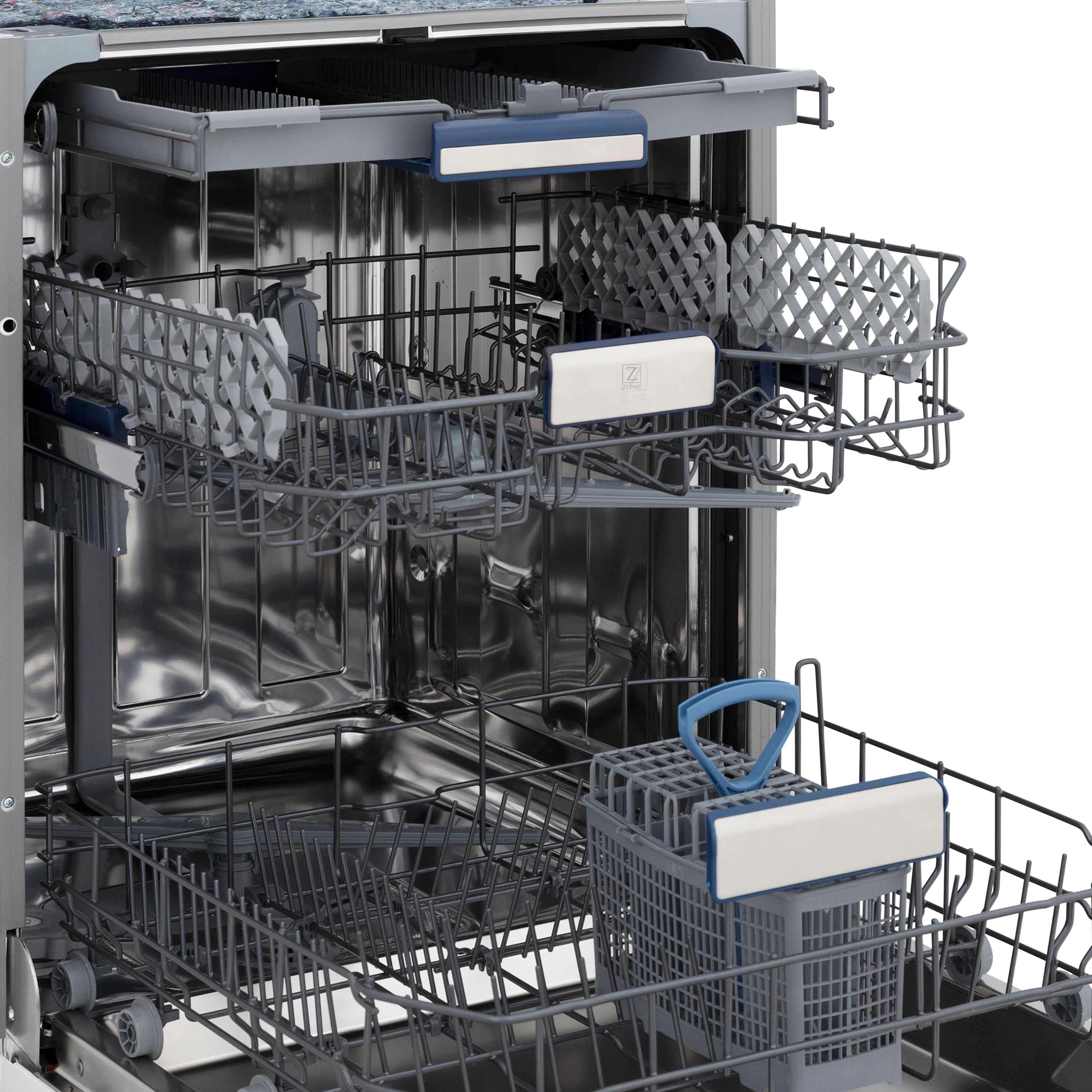 ZLINE 24" Tallac Series 3rd Rack Dishwasher in Custom Panel Ready with Stainless Steel Tub and Traditional Handle, 51dBa (DWV-24)