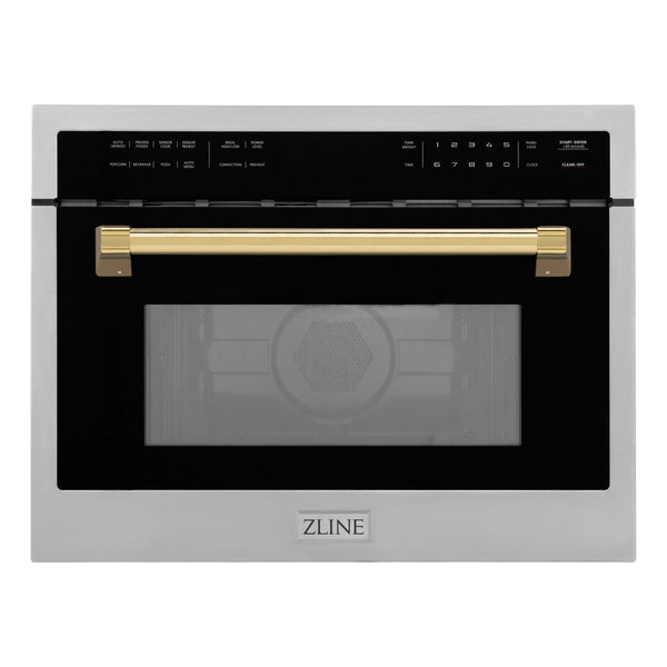 ZLINE Autograph Edition 24" 1.6 cu ft. Built-in Convection Microwave Oven in Stainless Steel and Gold Accents (MWOZ-24-G)