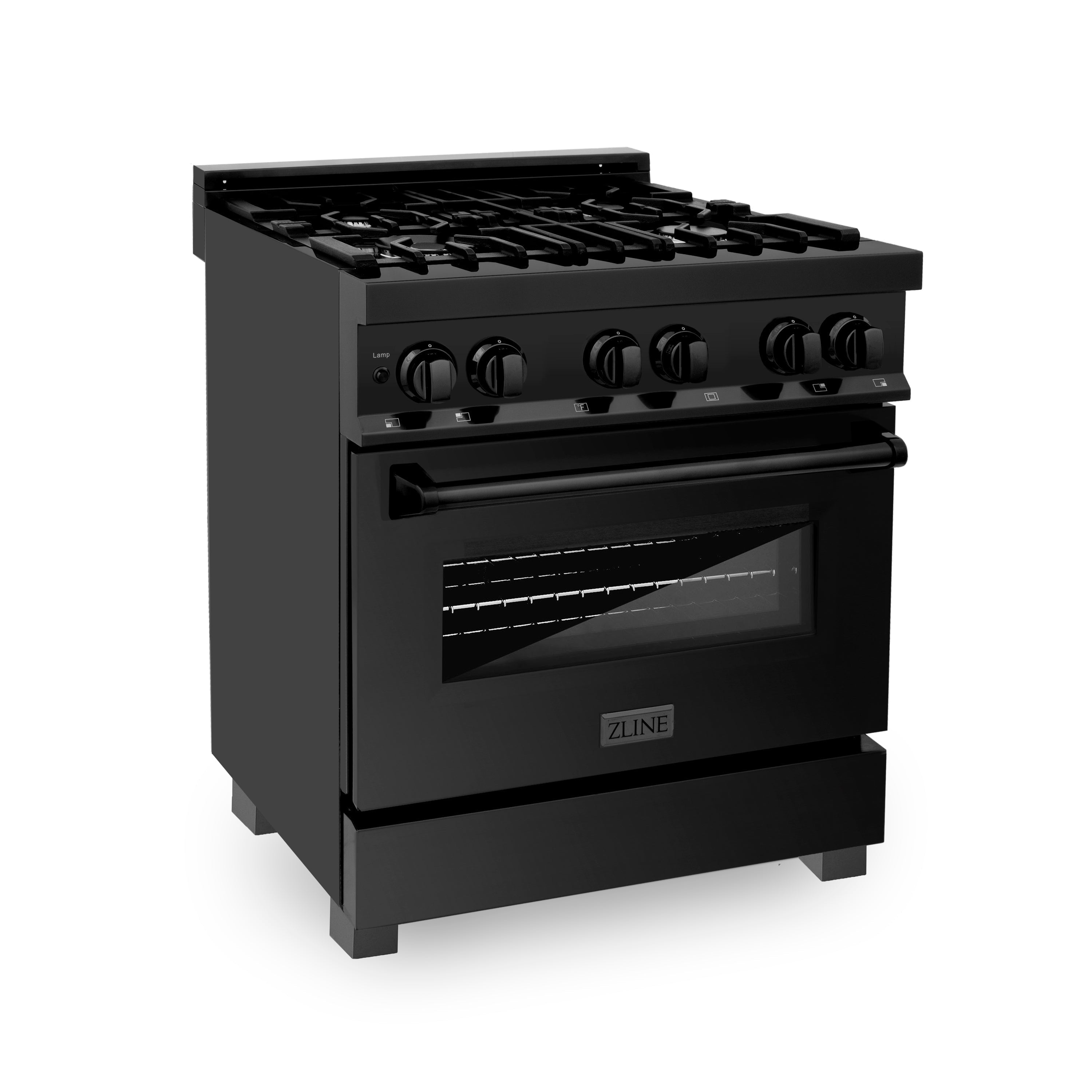 ZLINE 30" 4.0 cu. ft. Dual Fuel Range with Gas Stove and Electric Oven in Black Stainless Steel (RAB-30)