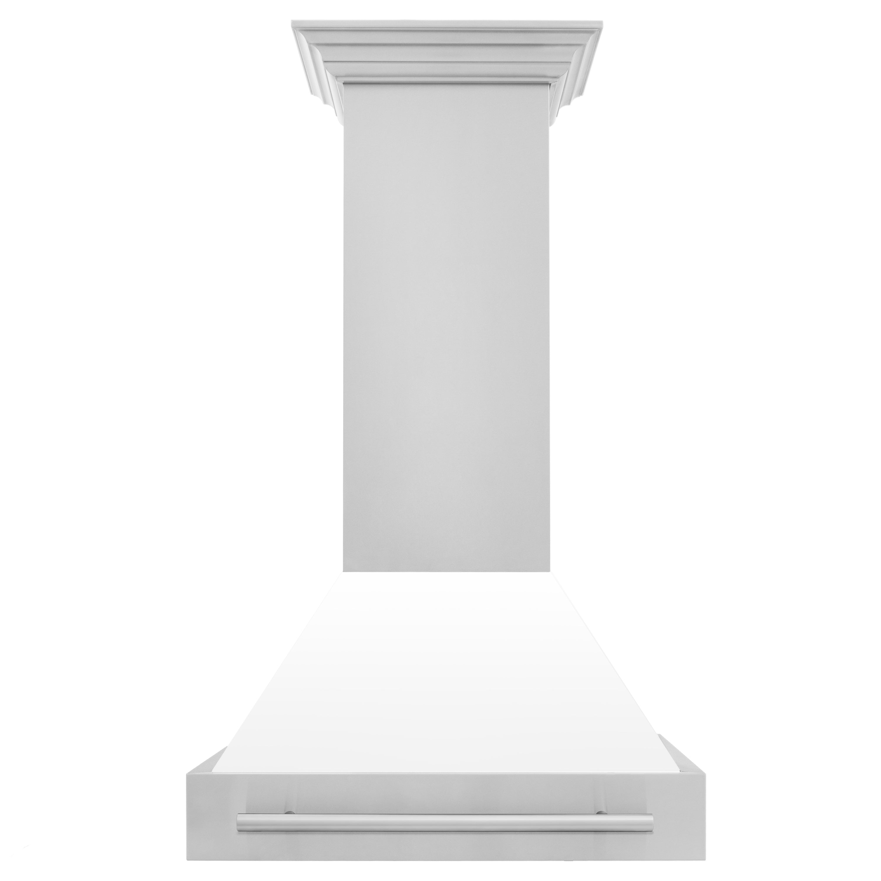 ZLINE 30" Stainless Steel Wall Mount Range Hood with White Matte Shell and Stainless Steel Handle (8654STX-WM-30)