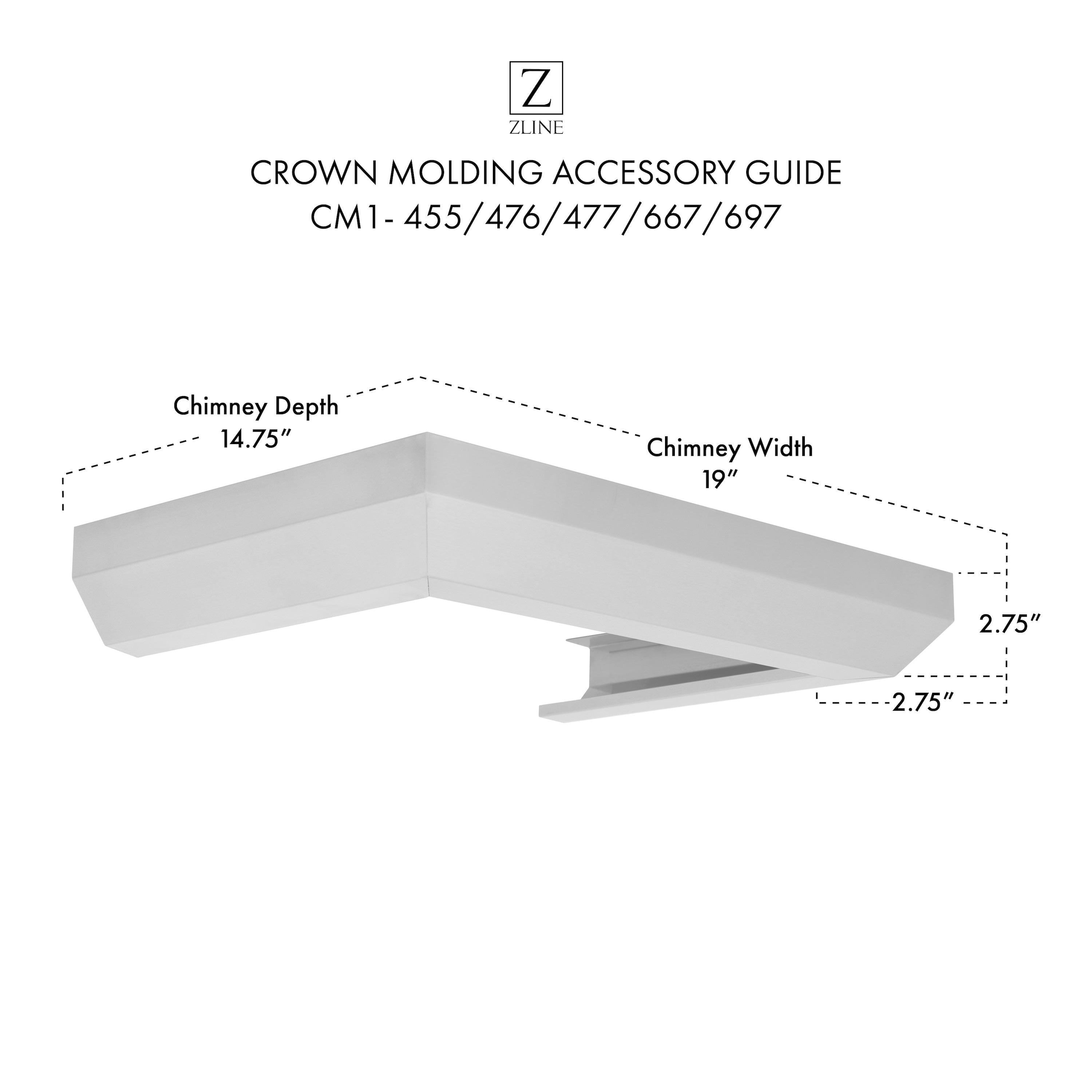 ZLINE Crown Molding 1 For Wall Range Hood (CM1-455/476/477/667/697)