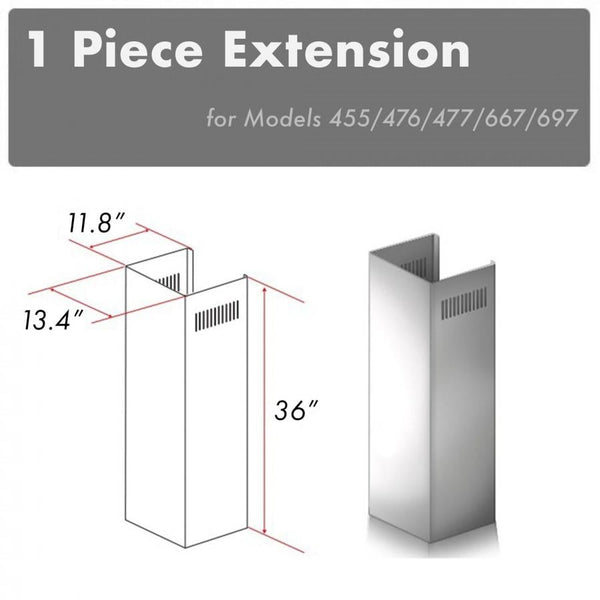 ZLINE 1-36" Chimney Extension for 9 ft. to 10 ft. Ceilings (1PCEXT-455/476/477/667/697)