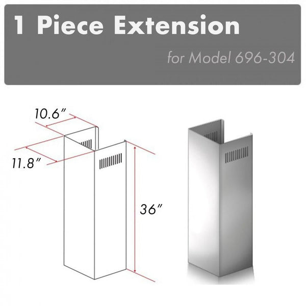 ZLINE 1-36" Outdoor Chimney Extension for 9 ft. to 10 ft. Ceilings (1PCEXT-696-304)