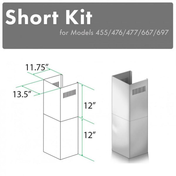 ZLINE 2-12" Short Chimney Pieces for 8 ft. Ceilings (SK-455/476/477/667/697)