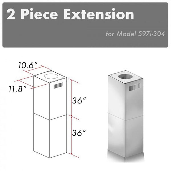 ZLINE 2-36" Chimney Extensions for 10 ft. to 12 ft. Ceilings (2PCEXT-597i-304)
