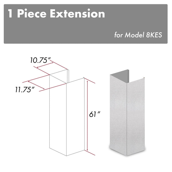 ZLINE 61" DuraSnow® Stainless Steel Chimney Extension for Ceilings up to 12.5 ft. (8KES-E)
