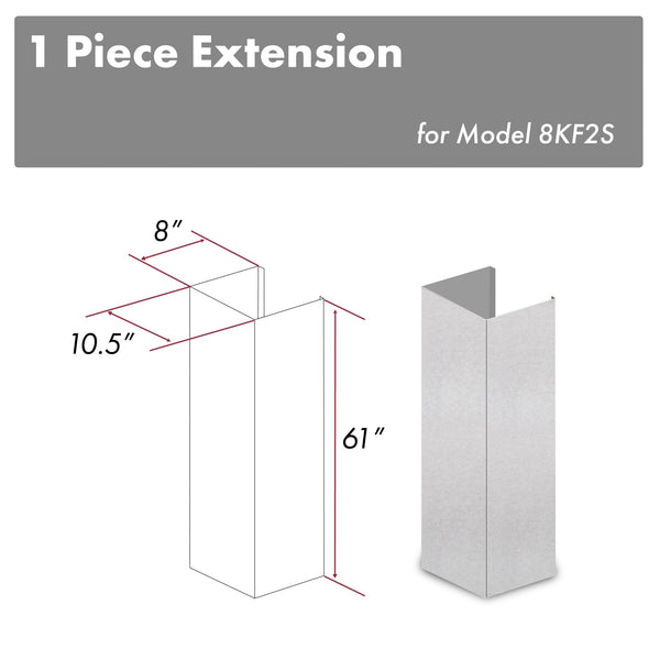 ZLINE 61" DuraSnow® Stainless Steel Chimney Extension for Ceilings up to 12.5 ft. (8KF2S-E)