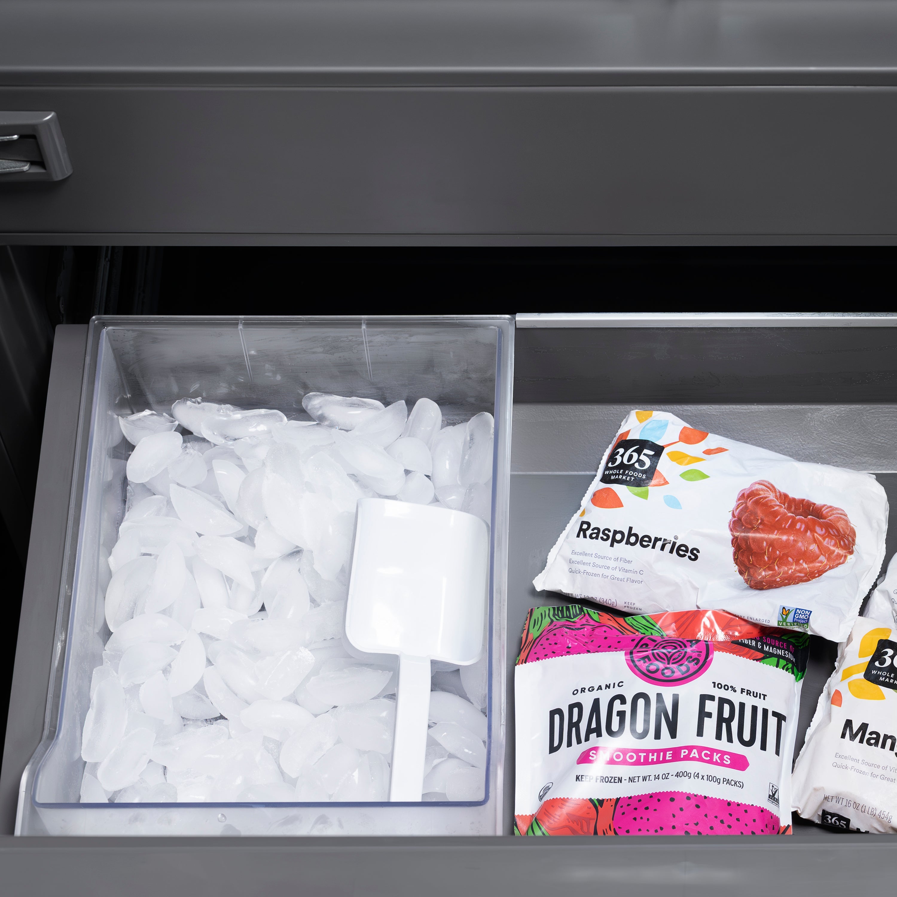 ZLINE 36 in. 19.6 cu. ft. French Door Built-In Bottom Freezer Refrigerator with Water Dispenser and Ice Maker in White Matte with Graphite Gray Interior (GRBIV-WM-36)