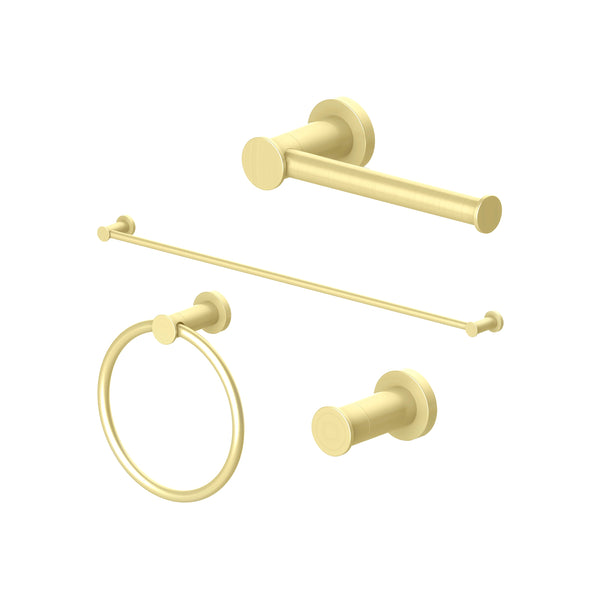 ZLINE Emerald Bay Bathroom Accessories Package with Towel Rail, Hook, Ring and Toilet Paper Holder in Polished Gold (4BP-EMBYACC-PG)