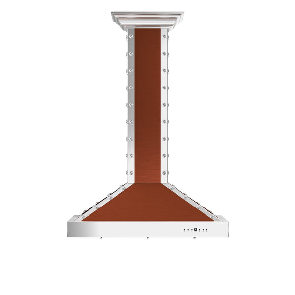 ZLINE 30 in. Designer Series Copper Island Mount Range Hood with Satin Stainless Steel Trim (KB2i-CSSXS-30)