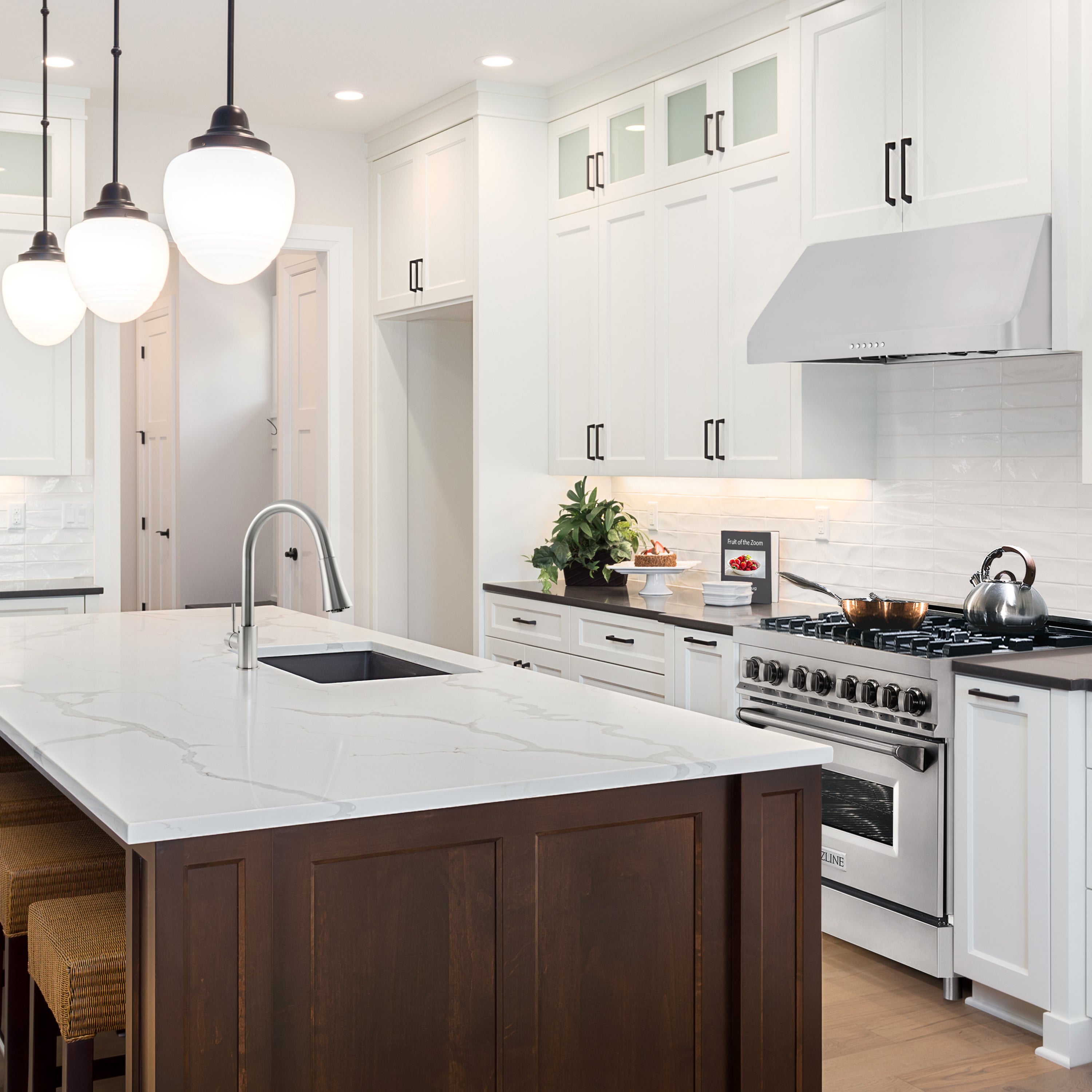 ZLINE 36” Alpine Series Under Cabinet Range Hood in Stainless Steel with Remote Control, LED lighting, and Dishwasher-Safe Baffle Filters (ALP10UC-36)