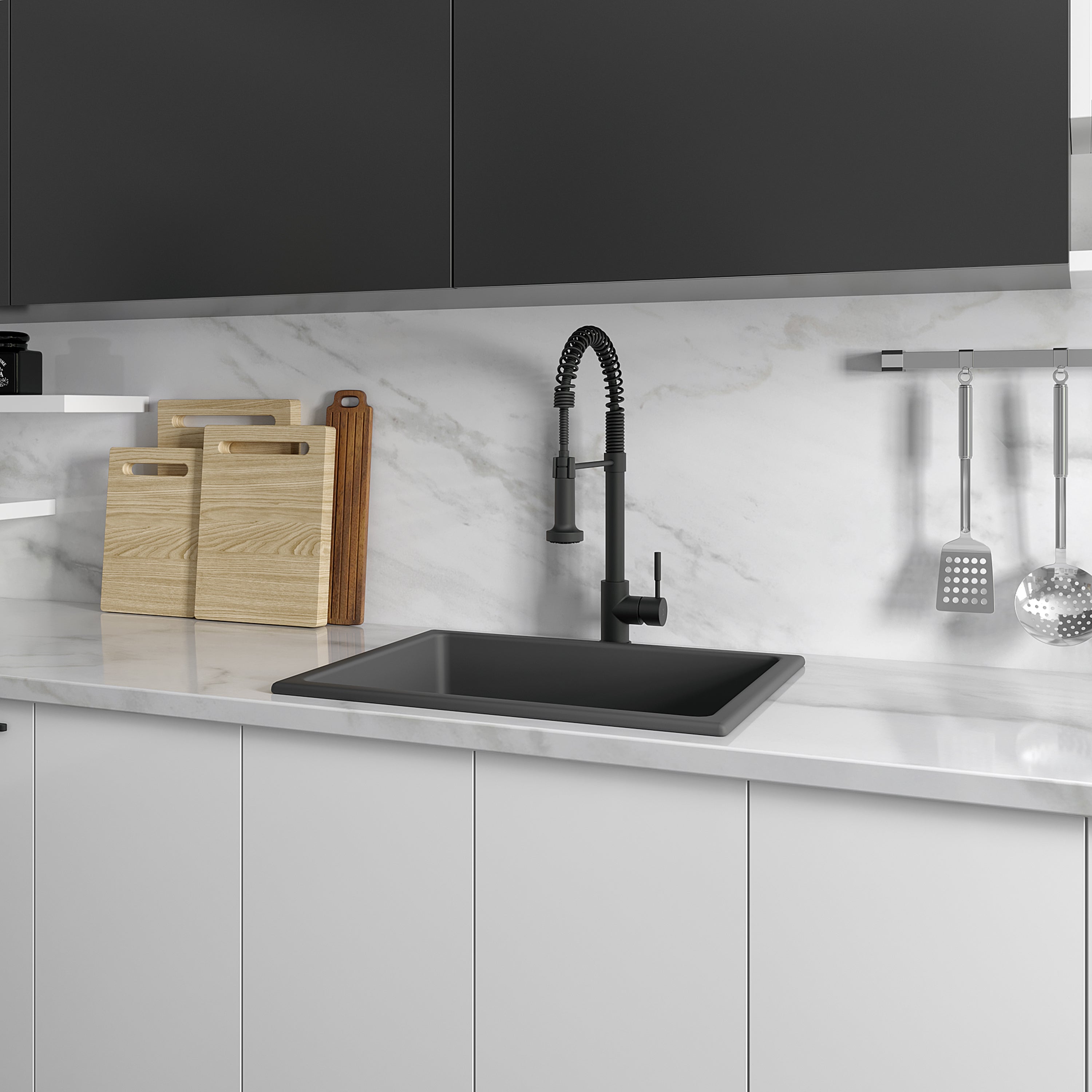 ZLINE 24 in. Rome Dual Mount Single Bowl Fireclay Kitchen Sink with Bottom Grid in Charcoal (FRC5123-CL-24)