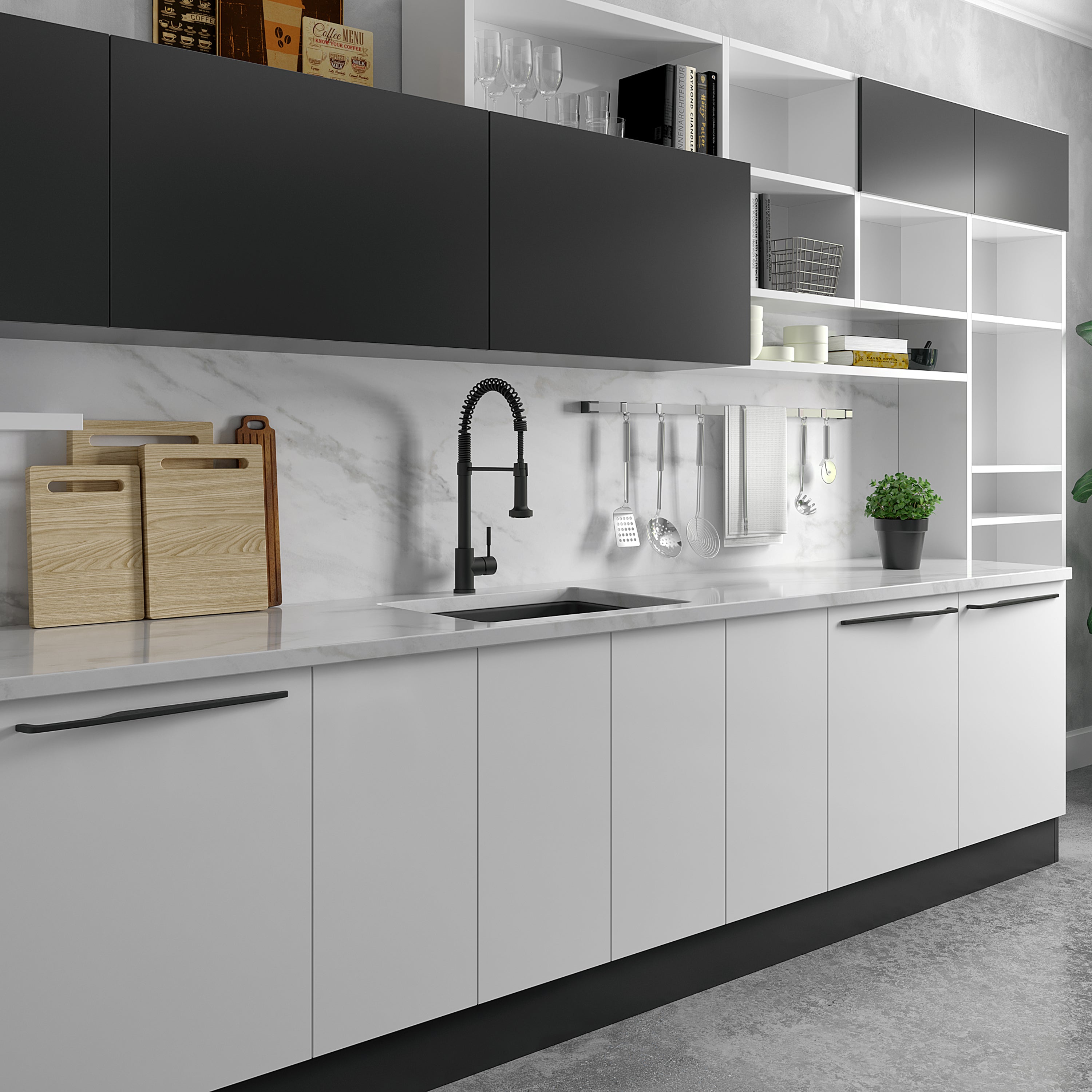 ZLINE 24 in. Rome Dual Mount Single Bowl Fireclay Kitchen Sink with Bottom Grid in Charcoal (FRC5123-CL-24)