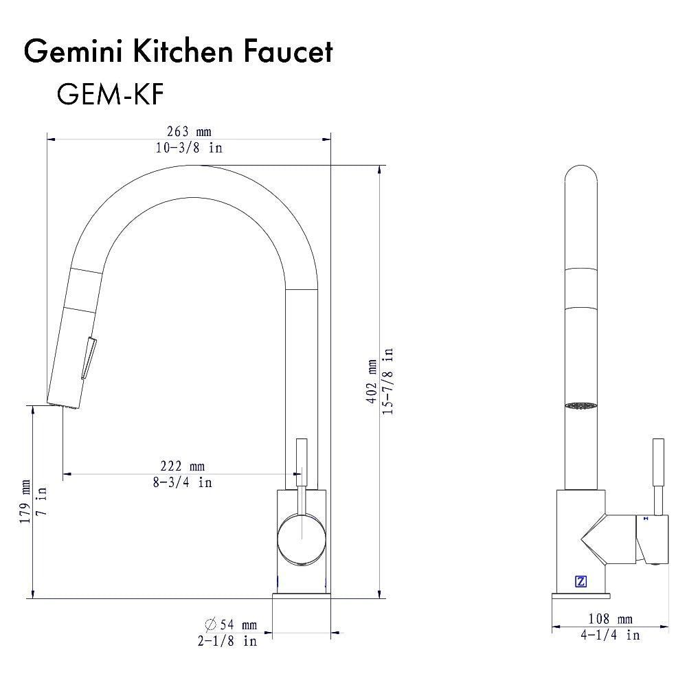 ZLINE Gemini Pull Down Kitchen Faucet in Gun Metal (GEM-KF-GM)