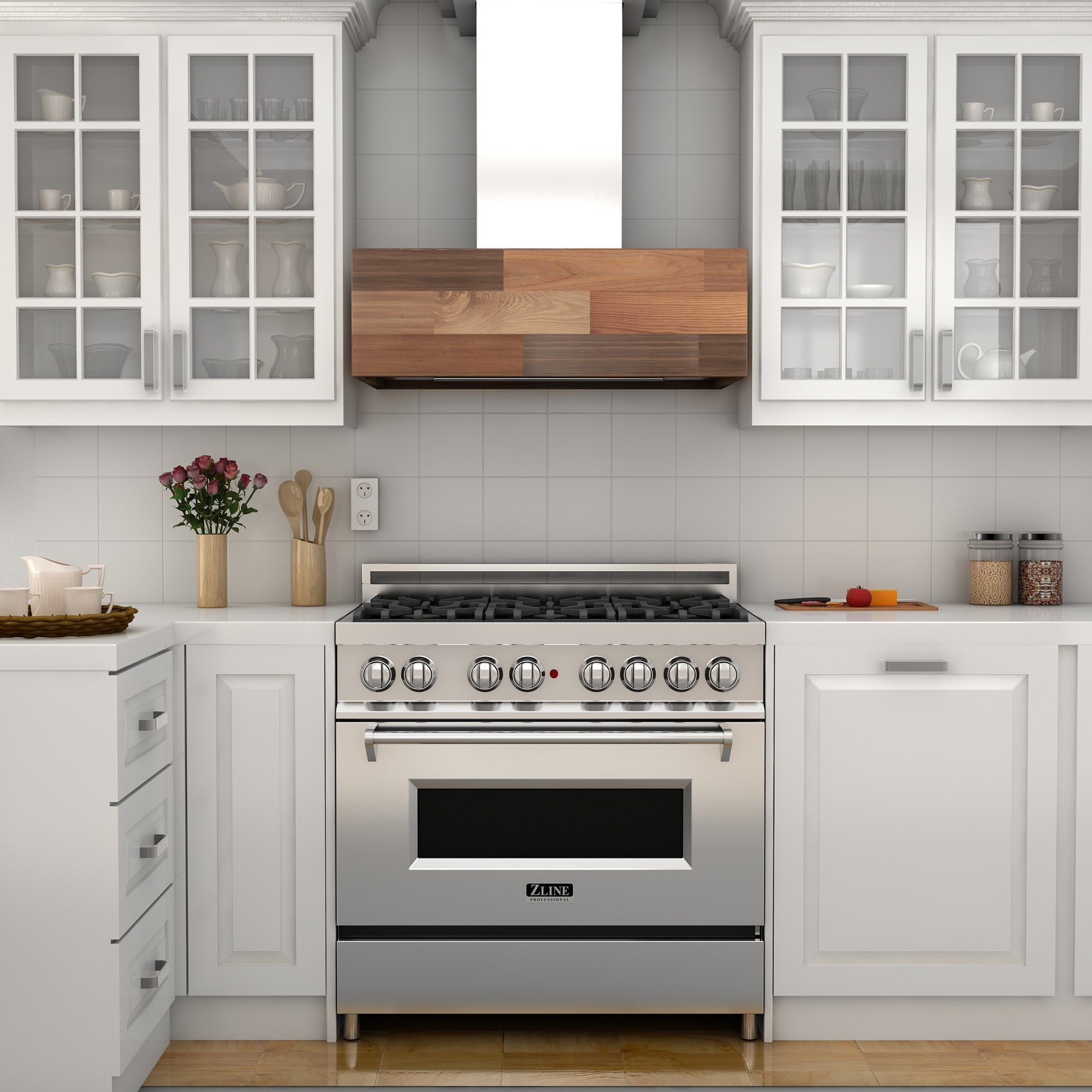 ZLINE 36 in. Remote Blower Ducted Designer Series Wooden Wall Mount Range Hood in Butcher Block (681W-RS-36-400)