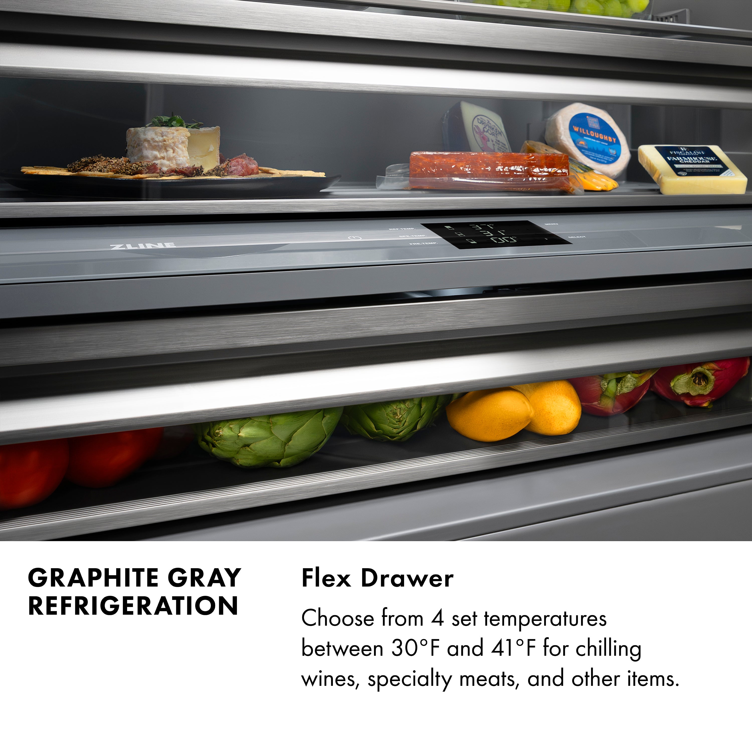 ZLINE Autograph Edition 60 in. 32.2 cu. ft. French Door Built-In Bottom Freezer Refrigerator with Water Dispenser and Ice Maker in White Matte with Graphite Gray Interior and Matte Black Accents (GRBIVZ-WM-60-MB)