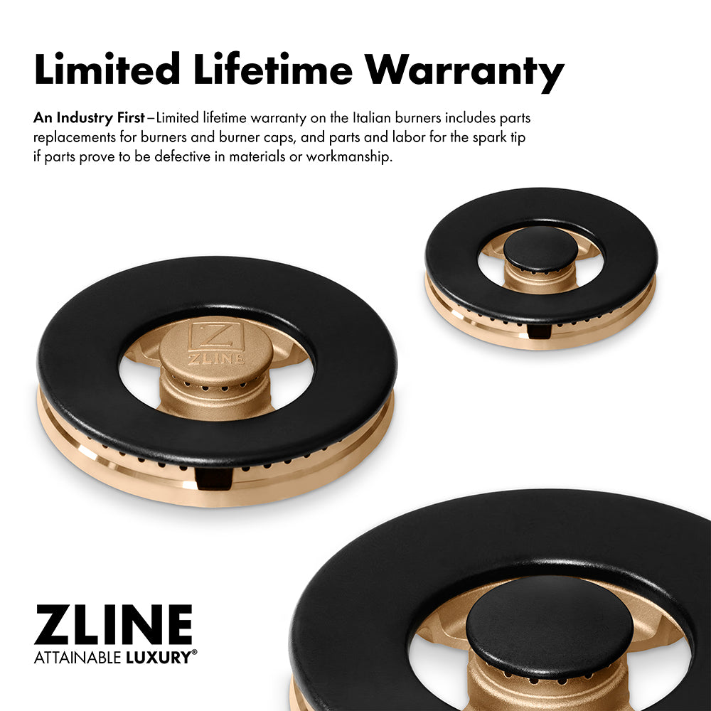 ZLINE Autograph Edition 36 in. 5.2 cu. ft. Paramount Dual Fuel Range with 6 Burner DuoPro™ Cooktop and Electric Convection Oven in Stainless Steel and Champagne Bronze Accents (PSDRZ-36-CB)
