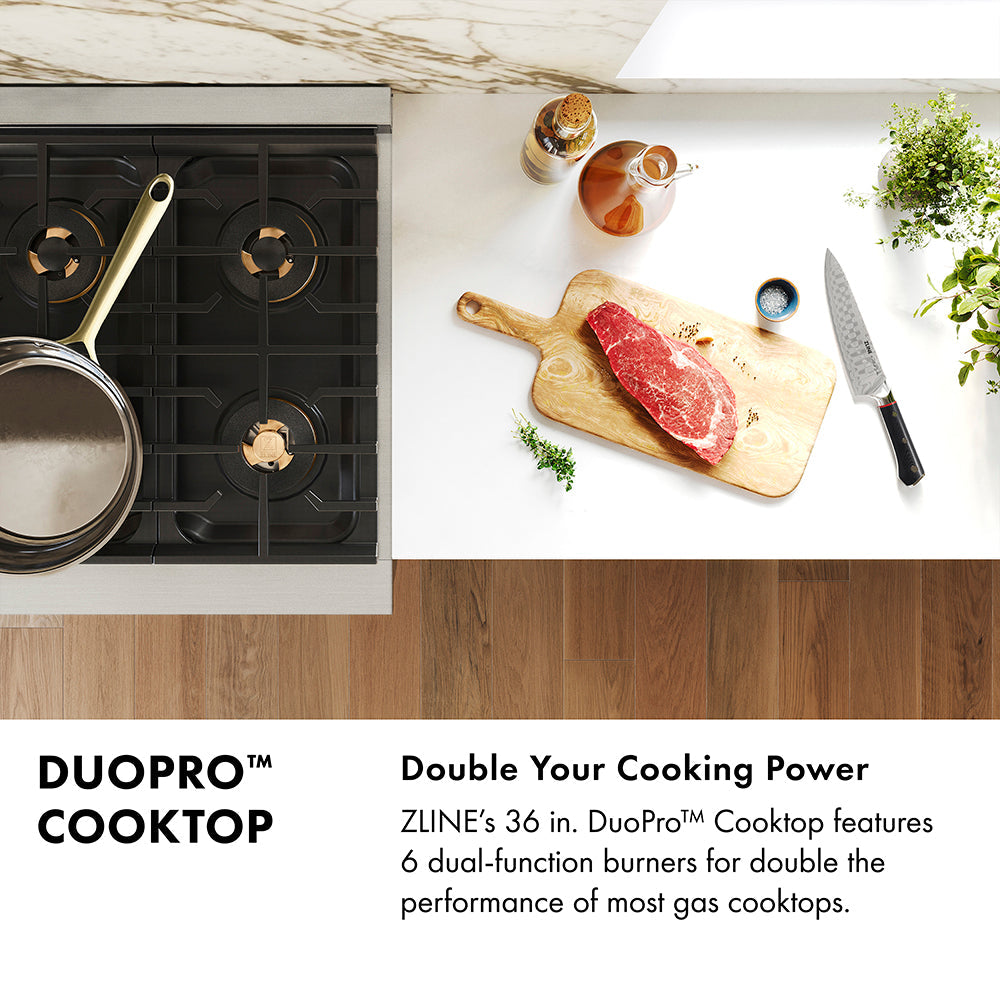 ZLINE 36 in. 5.2 cu. ft. Paramount Dual Fuel Range with 6 Burner DuoPro™ Cooktop and Electric Convection Oven with White Matte Door (PSDR-WM-36)