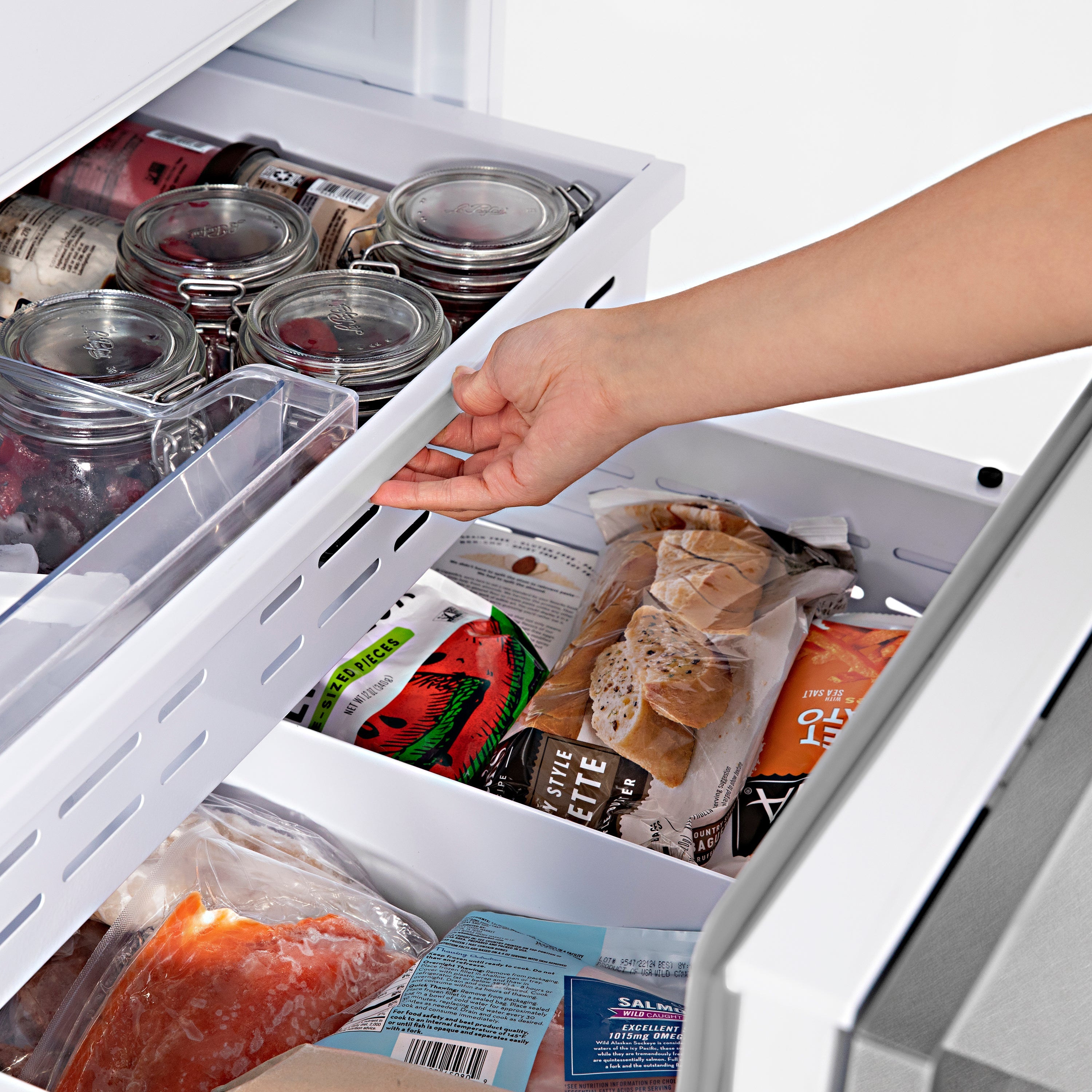 ZLINE Autograph Edition 60 in. 32.2 cu. ft. French Door Built-In Bottom Freezer Refrigerator with Water Dispenser and Ice Maker in Satin Stainless Steel with Matte Black Accents (RBIVZ-SN-60-MB)