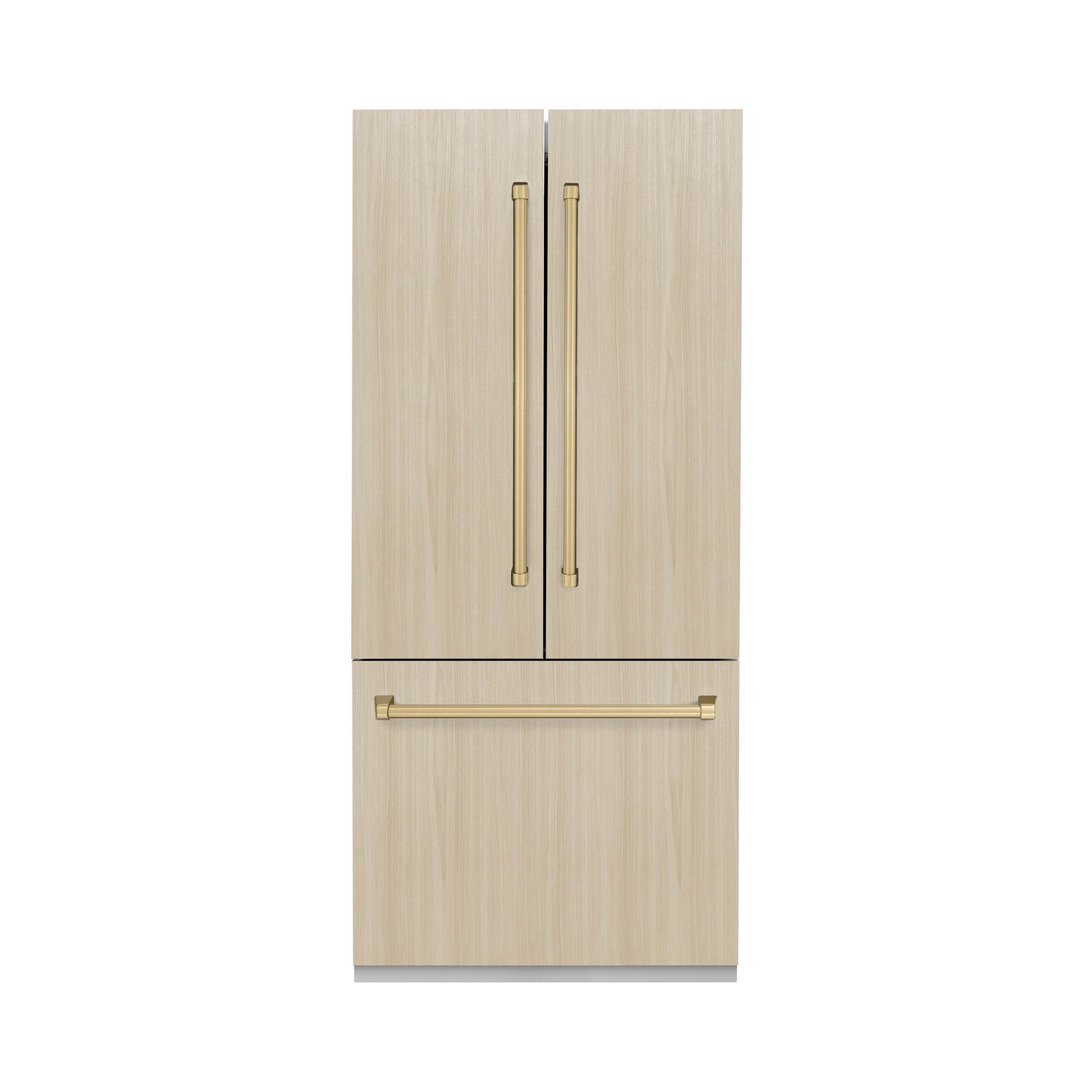 ZLINE Autograph Edition 36 in. 19.6 cu. ft. Panel Ready French Door Built-In Bottom Freezer Refrigerator with Water Dispenser and Ice Maker with Champagne Bronze Accents (RBIVZ-36-CB)