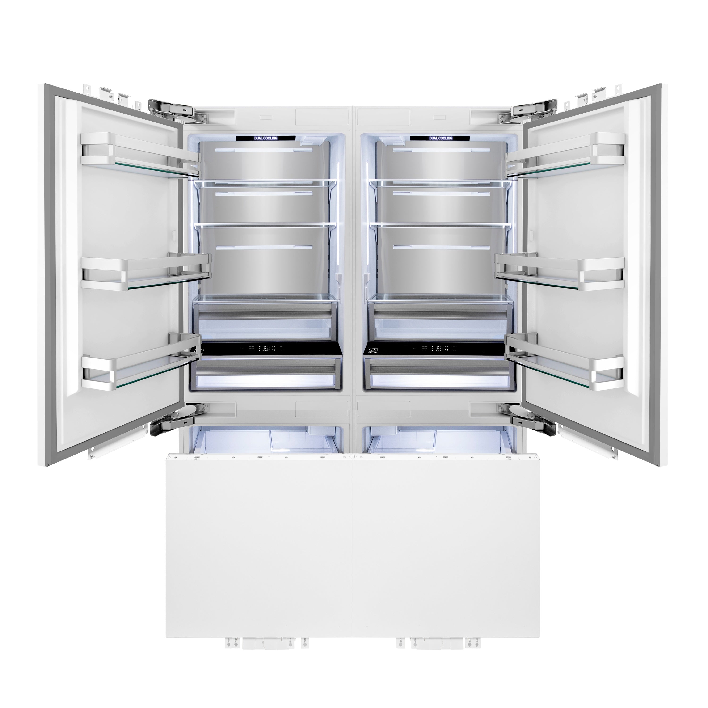 ZLINE Autograph Edition 60 in. 32.2 cu. ft. Panel Ready French Door Built-In Bottom Freezer Refrigerator with Water Dispenser and Ice Maker with Polished Gold Accents (RBIVZ-60-G)