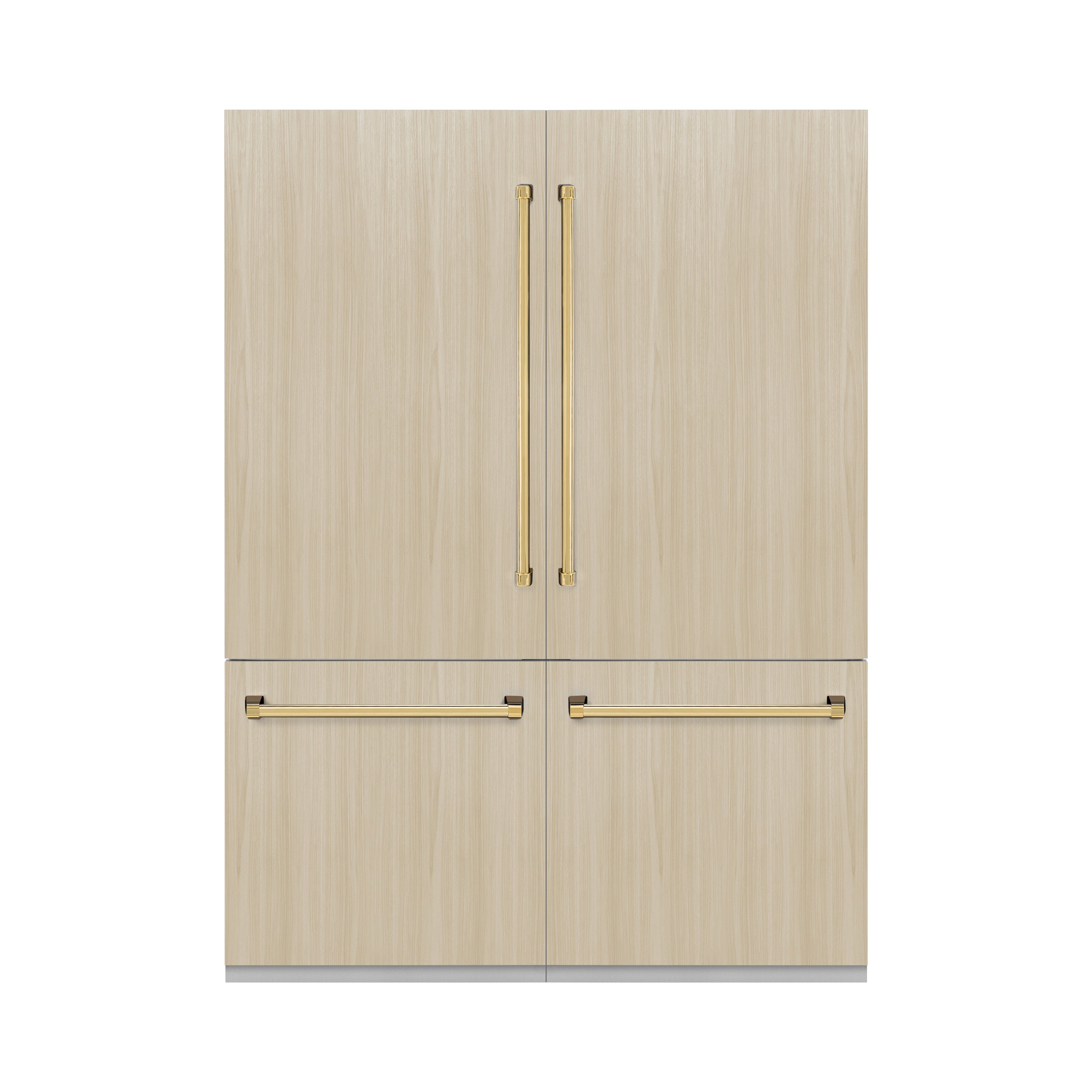 ZLINE Autograph Edition 60 in. 32.2 cu. ft. Panel Ready French Door Built-In Bottom Freezer Refrigerator with Water Dispenser and Ice Maker with Polished Gold Accents (RBIVZ-60-G)