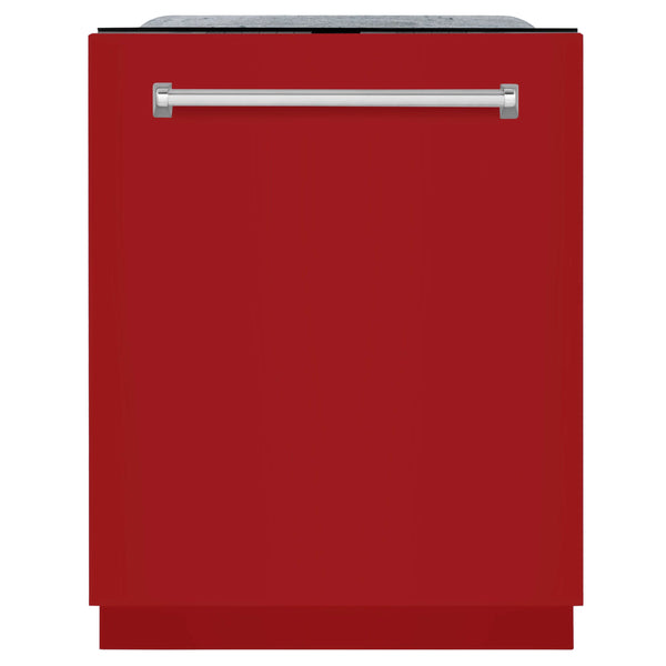 ZLINE 24 in. Monument Series 3rd Rack Top Touch Control Dishwasher with Red Gloss Panel, 45dBa (DWMT-RG-24)