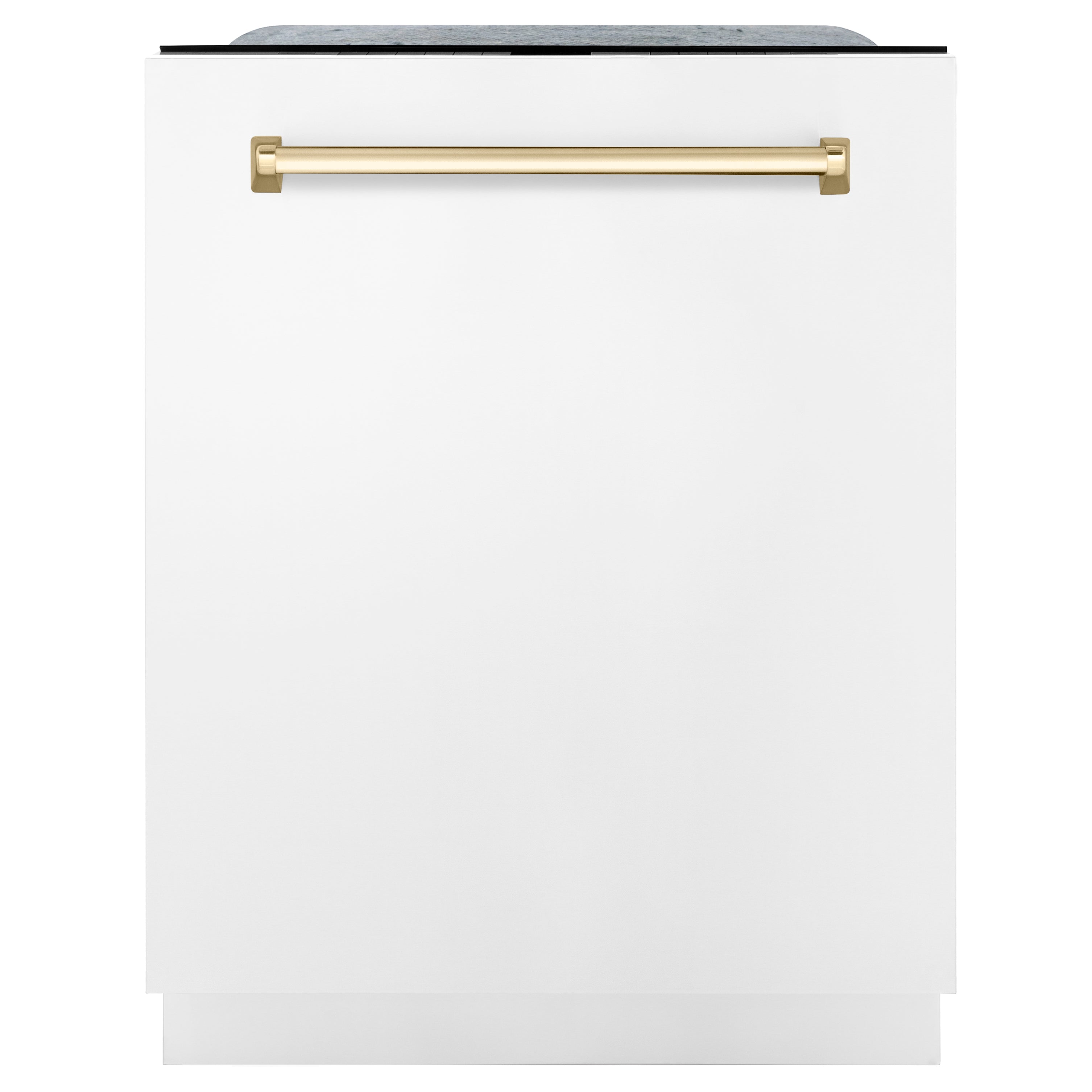ZLINE 48 in. Autograph Edition Kitchen Package with Stainless Steel Dual Fuel Range with White Matte Door, Range Hood and Dishwasher with Polished Gold  Accents (3AKP-RAWMRHDWM48-G)