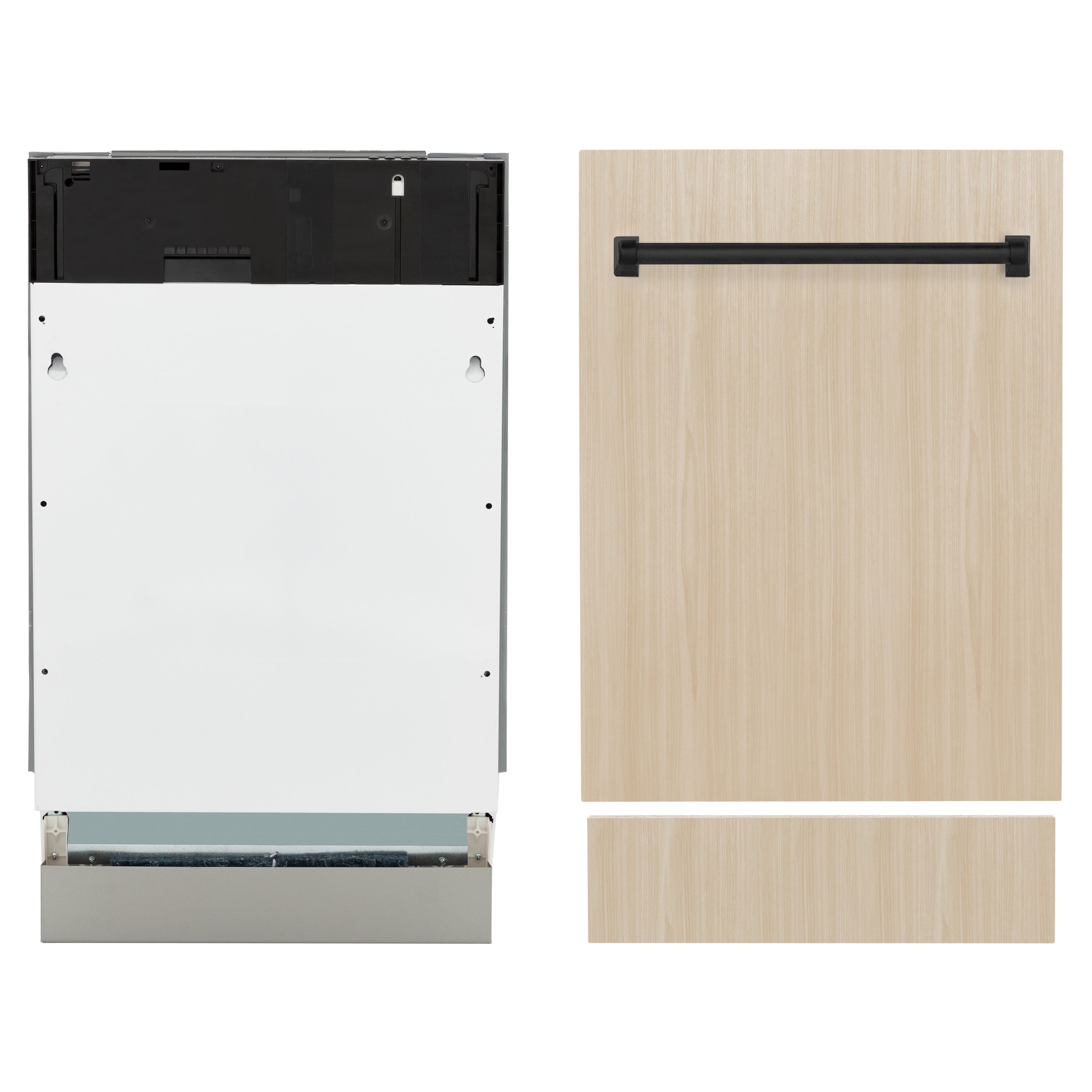 ZLINE Autograph Edition 18” Tallac Series 3rd Rack Top Control Dishwasher in Custom Panel Ready with Matte Black Handle, 51dBa (DWVZ-18-MB)