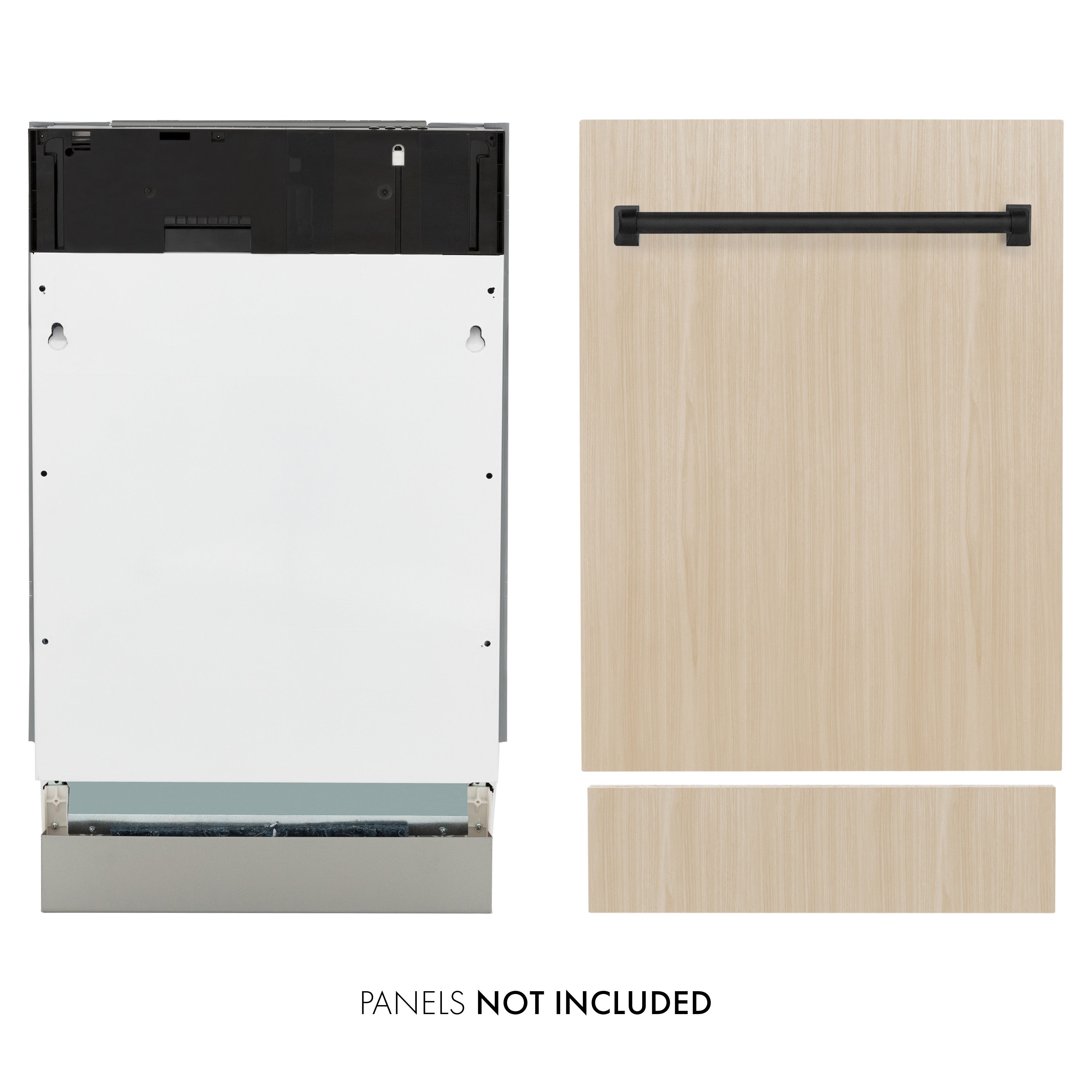 ZLINE Autograph Edition 18” Tallac Series 3rd Rack Top Control Dishwasher in Custom Panel Ready with Matte Black Handle, 51dBa (DWVZ-18-MB)