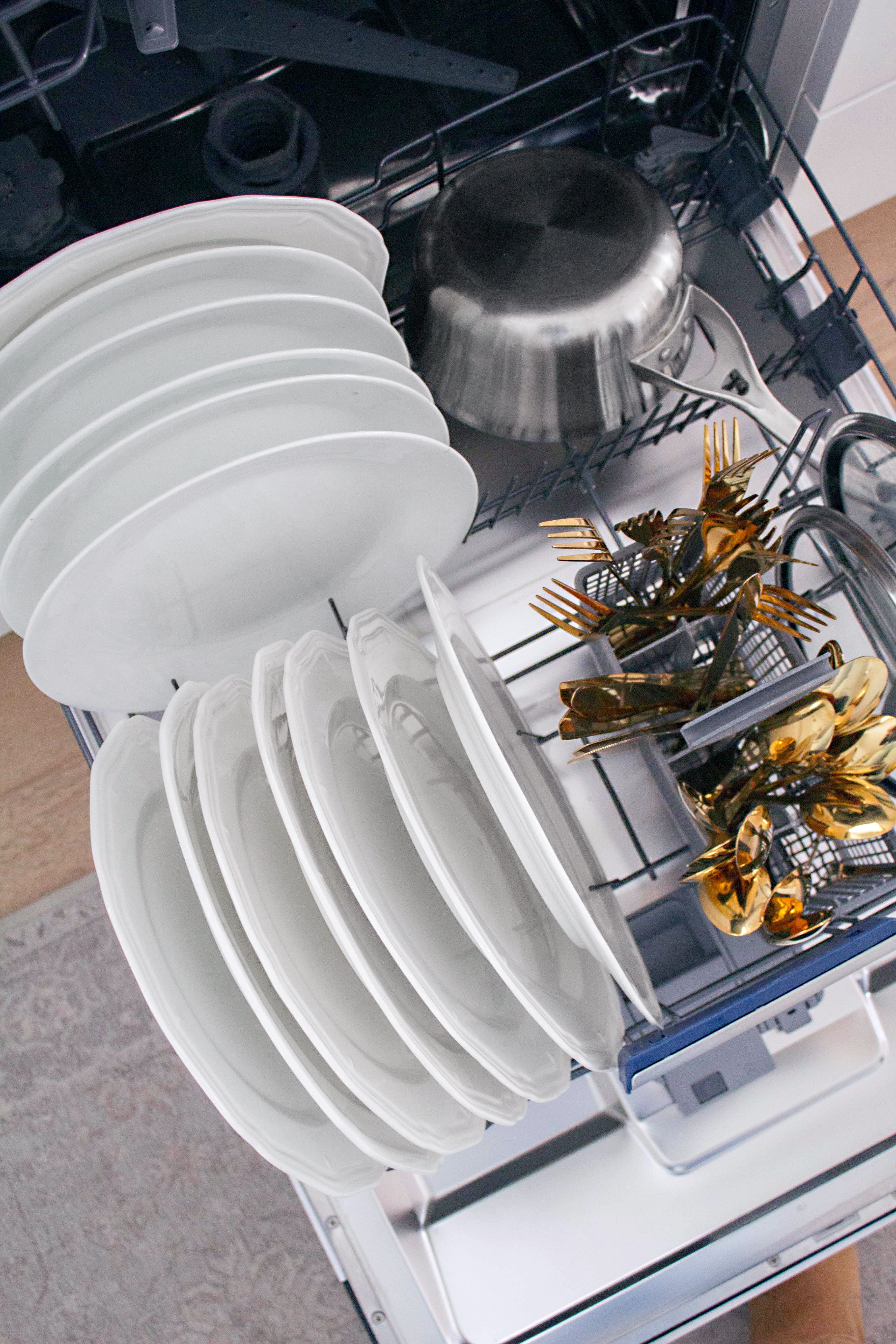 ZLINE Autograph Edition 24" Tallac Series 3rd Rack Top Control Built-In Tall Tub Dishwasher in Custom Panel Ready with Polished Gold Handle, 51dBa (DWVZ-24-G)