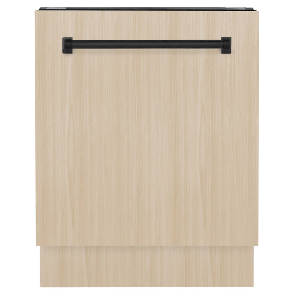 ZLINE Autograph Edition 24" Tallac Series 3rd Rack Top Control Built-In Tall Tub Dishwasher in Custom Panel Ready with Matte Black Handle, 51dBa (DWVZ-24-MB)