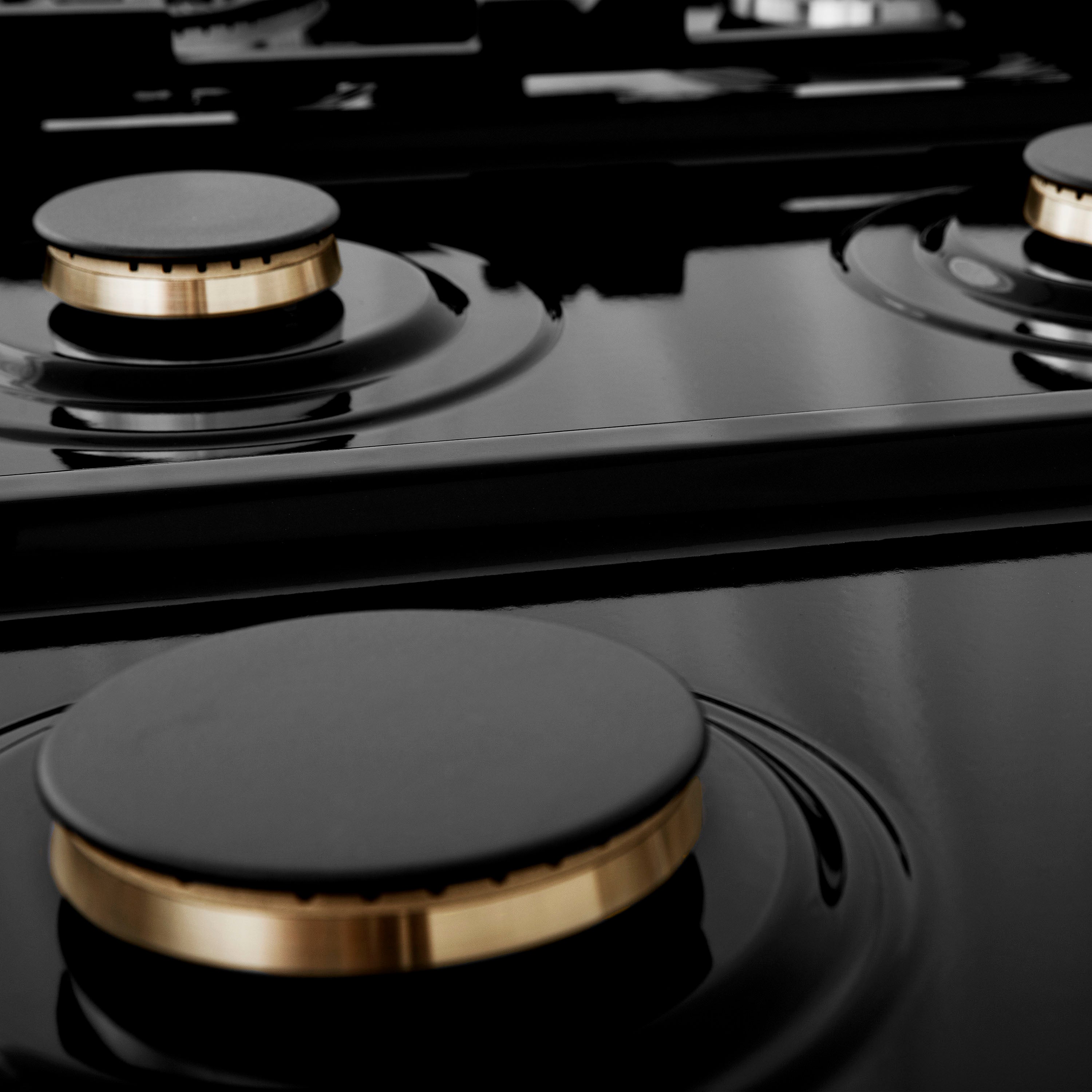 ZLINE Autograph Edition 30 in. Legacy Gas Rangetop with 4 Burners and Porcelain Cooktop in Satin Stainless Steel with Matte Black Accents (RTSZ-30-MB)