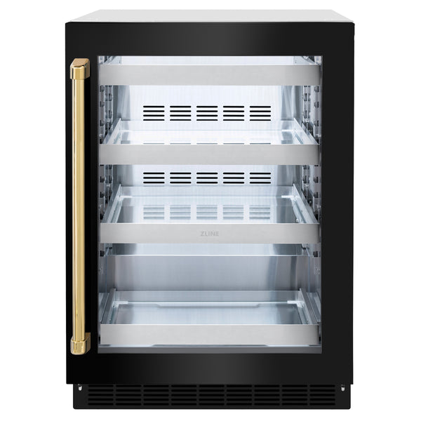 ZLINE Autograph Edition 24 in. Touchstone 151 Can Beverage Fridge With Black Stainless Steel Glass Door And Accent Handle - RBSOZ-BS-24