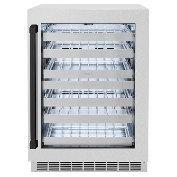 ZLINE Autograph Edition 24 in. Touchstone Dual Zone 44 Bottle Wine Cooler With DuraSnow® Stainless Steel Glass Door And Champagne Bronze,Gold or Matte Black Handle - RWDOZ-SN-24