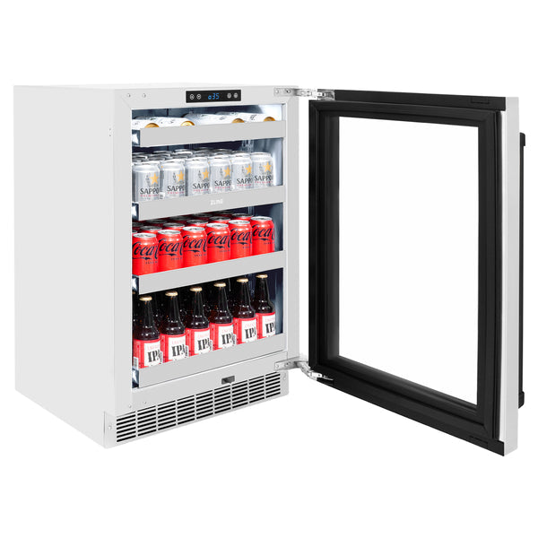 ZLINE 24 In. Touchstone Beverage Fridge with Stainless Steel Glass Door and Matte Black Handle (RBSOZ-GS-24-MB)