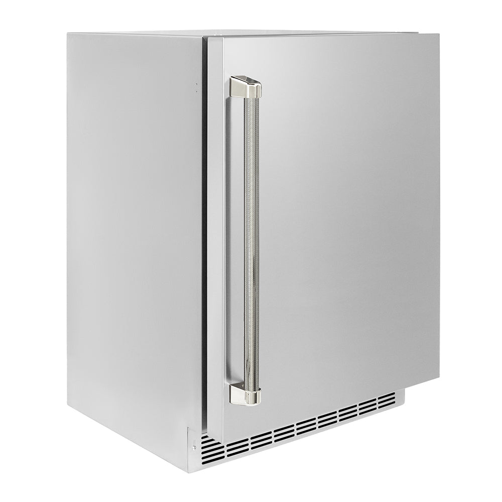 ZLINE Autograph Edition 24 in. Touchstone 151 Can Beverage Fridge with Solid Stainless Steel Door and Polished Nickel Helix Handle (RBSOZ-ST-24-KPN)